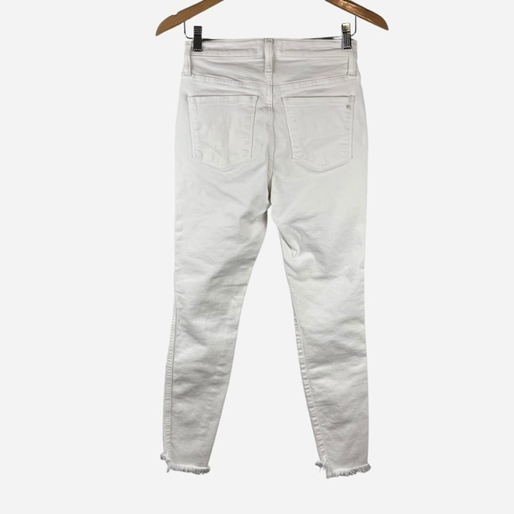 Madewell 10” High Rise Skinny Jeans 26 White Crop Raw Hem Button Front - Picture 6 of 16